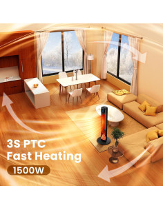 Calentador de Espacio Portátil QTREE 1500W con Control Remoto 2