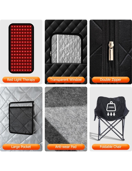 Sauna de Vapor Portátil Amocane con Luz Roja y Control Remoto Sauna de Vapor Portátil Amocane con Luz Roja y Control Remoto