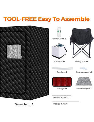 Sauna de Vapor Portátil Amocane con Luz Roja y Control Remoto