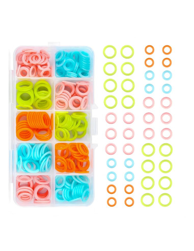 240 Anillos Marcadores de Puntos de Tejido Wonafa - Plástico S/M/L