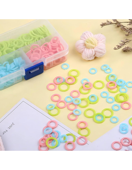 240 Anillos Marcadores de Puntos de Tejido Wonafa - Plástico S/M/L