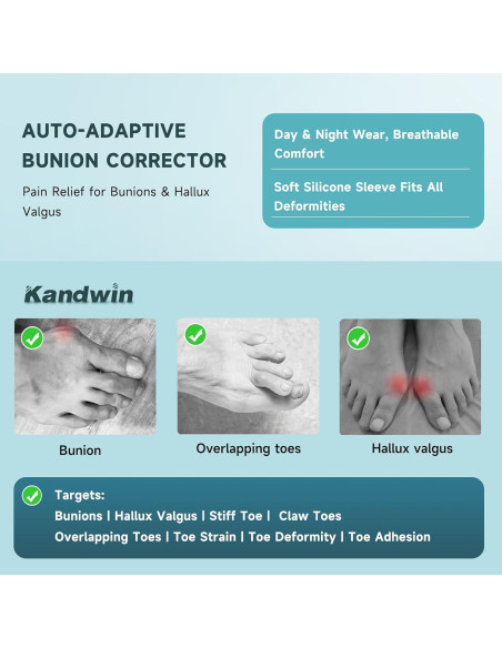 Corrector de Juanetes Kandwin BC-01-B para Alivio del Dolor