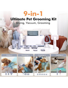 Kit de Aspiradora y Secador para Perros Loveepee 9-en-1 21KPa 2