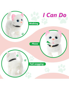 Gato de Peluche Interactivo WorWoder - Gatito Mecánico Blanco 2