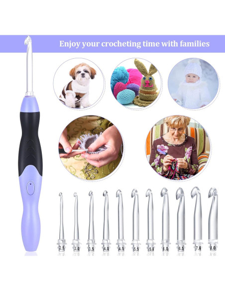 Juego de Ganchillos Iluminados Chuangdi 11 Piezas 2.5-8 mm