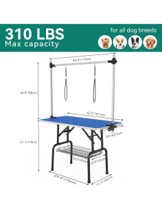 Mesa de Aseo para Perros YITAHOME 106.68 cm Azul Plegable 2