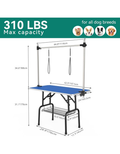 Mesa de Aseo para Perros YITAHOME 106.68 cm Azul Plegable
