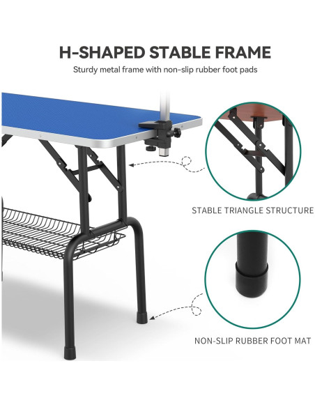 Mesa de Aseo para Perros YITAHOME 106.68 cm Azul Plegable