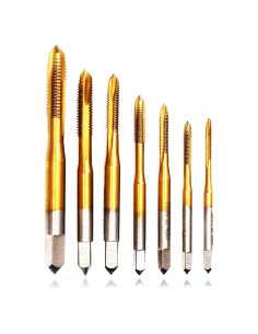 Juego de Machos Métricos 7 PCS HSS6542 Punta Espiral Titanio