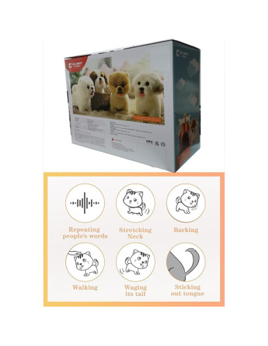 Perro Robot Interactivo de Peluche CU-MATE2 - Maltés 25.4cm