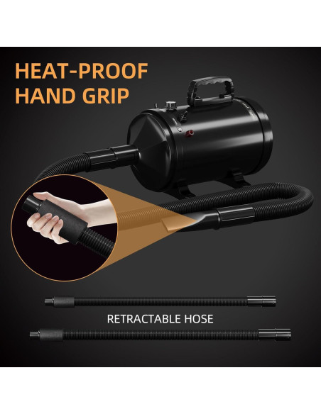 Secador Profesional para Mascotas COTUBLR Negro 4 Boquillas