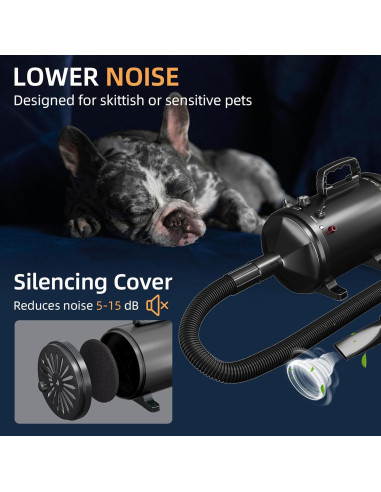 Secador Profesional para Mascotas COTUBLR Negro 4 Boquillas