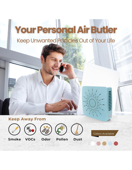 Purificador de Aire Portátil 4 en 1 HEPA USB-C - Azul Nebuloso