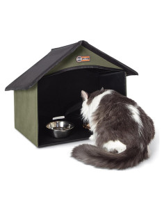 Comedor K&H para Gatos al Aire Libre 35.56x50.8cm Oliva