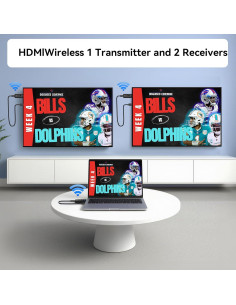 Transmisor HDMI Inalámbrico PWAYTEK con 2 Receptores 50m 2