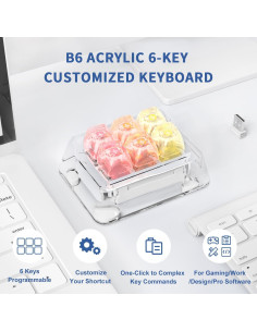 Teclado de Juego ATTACK SHARK B6 Inalámbrico RGB 6 Teclas 2