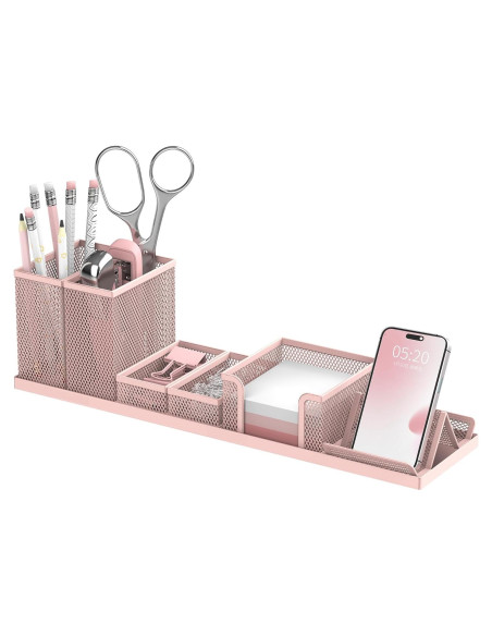 Organizador de Escritorio SUPEASY Rosa, Set de 6 Piezas Malla
