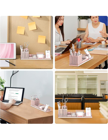 Organizador de Escritorio SUPEASY Rosa, Set de 6 Piezas Malla