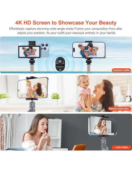 Monitor Portátil Selfie AHXJKA 4" 4K 60fps Inalámbrico