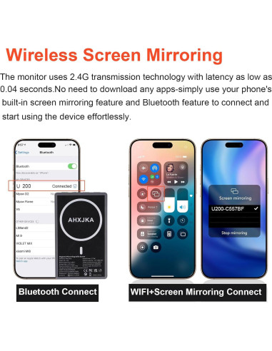 Monitor Portátil Selfie AHXJKA 4" 4K 60fps Inalámbrico