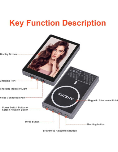 Monitor Portátil Selfie AHXJKA 4" 4K 60fps Inalámbrico