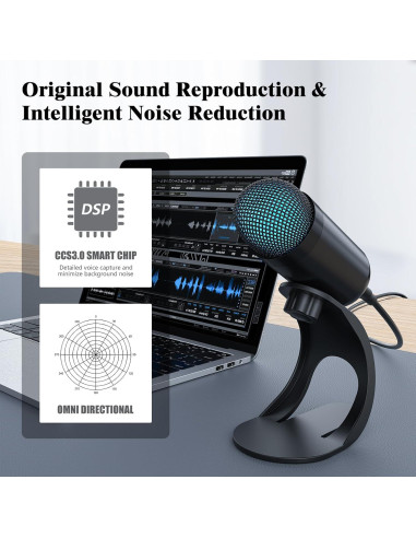 Micrófono USB LiANGSTAR K6 Omnidireccional con Silencio