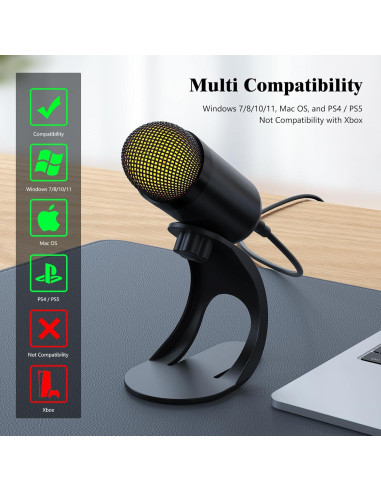 Micrófono USB LiANGSTAR K6 Omnidireccional con Silencio