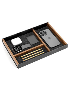 Organizador de Escritorio UPERGO VD-2S, Aluminio y Nogal, 20x30 cm