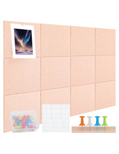 Tablero de corcho ZYVOQUNEX 121.9x91.4 cm rosa 12 piezas