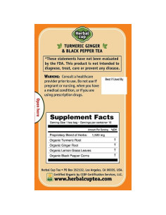 Té de Cúrcuma Orgánica Herbal Cup con Jengibre y Pimienta Negra - 16 Bolsitas 2