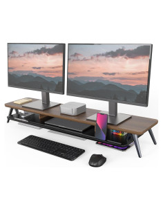 Soporte Doble para Monitor Fenge 108 cm con Organizador y Gestión de Cables