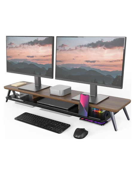Soporte Doble para Monitor Fenge 108 cm con Organizador y Gestión de Cables