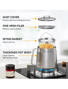 Olla de Filtro de Aceite COWHERDING 2L Acero Inoxidable 2