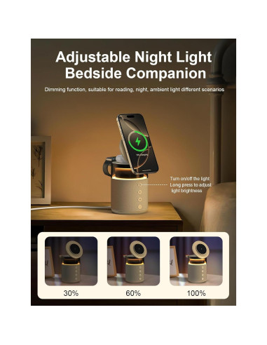 Estación de Carga Inalámbrica 5-en-1 BLKE Max con Altavoz y Luz