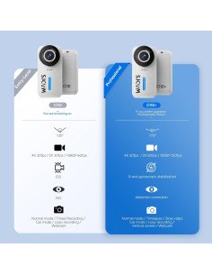 Cámara de acción SJCAM 4K Pocket, mini estabilizada, blanca 2