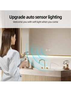 Espejo de baño LED Nolsia 91x71 cm dorado con sensor y anti-vaho 2