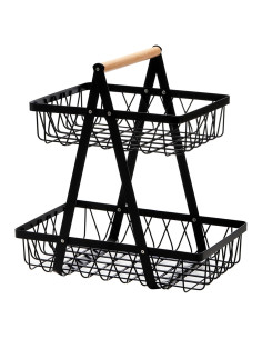 Cesta de Almacenamiento de Metal Dicunoy 2 Niveles Negra