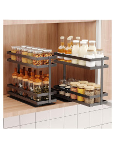 Organizador de Especias Extraíble Mustorn 2 Niveles Negro