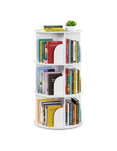 Torre de Estantería Rotativa SpaceAid 3 Niveles 96 cm Blanco