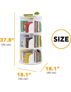 Torre de Estantería Rotativa SpaceAid 3 Niveles 96 cm Blanco 2