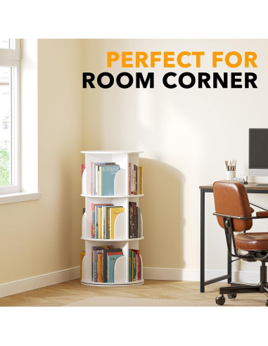 Torre de Estantería Rotativa SpaceAid 3 Niveles 96 cm Blanco