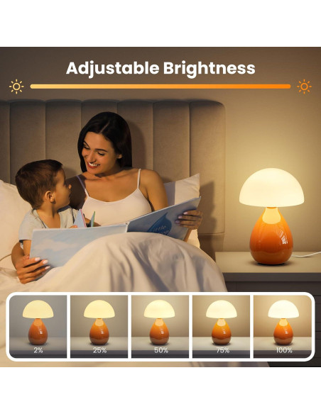 Lámpara de Hongo VanBoLon LED Regulable Blanca y Naranja