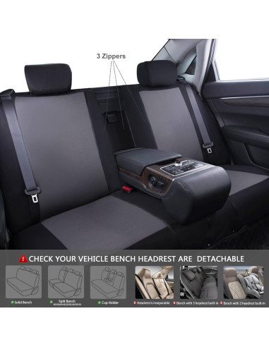 Cubiertas de Asiento de Coche CAR PASS 11PCS Universal Negro y Gris