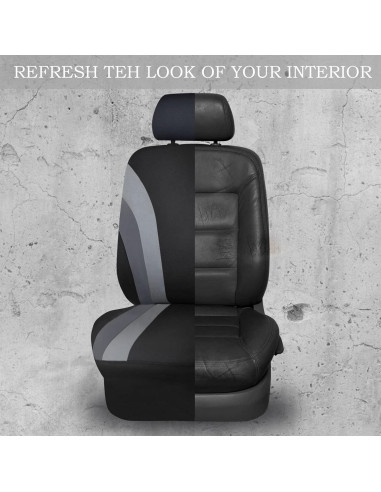 Cubiertas de Asiento de Coche CAR PASS 11PCS Universal Negro y Gris