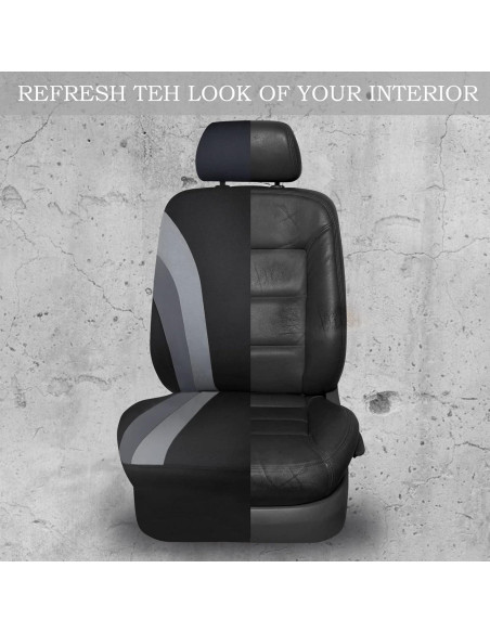Cubiertas de Asiento de Coche CAR PASS 11PCS Universal Negro y Gris