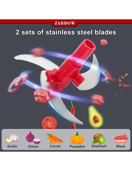 Procesador de Alimentos Manual ZABBOW 1.5L Rojo Picador de Manivela