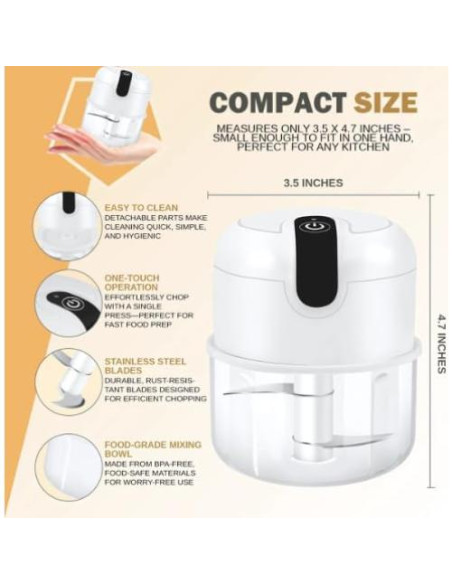 Picador de Ajo Eléctrico Genérico Pro Grind Recargable USB 198g