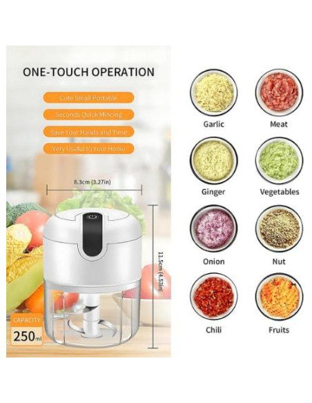 Picador de Ajo Eléctrico Genérico Pro Grind Recargable USB 198g