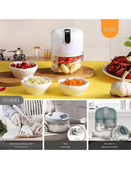 Picador de Ajo Eléctrico Genérico Pro Grind Recargable USB 198g