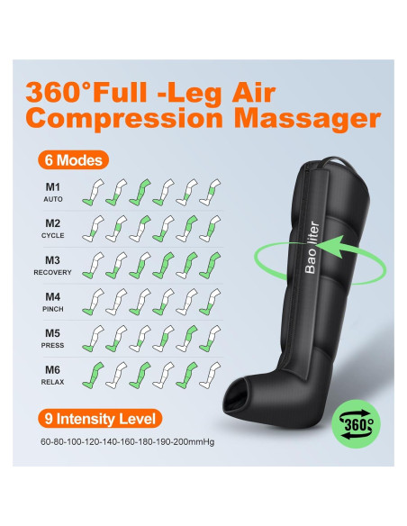 Masajeador de Piernas Bao Liter FE-7204B Compresión Aire 4D Masajeador de Piernas Bao Liter FE-7204B Compresión Aire 4D